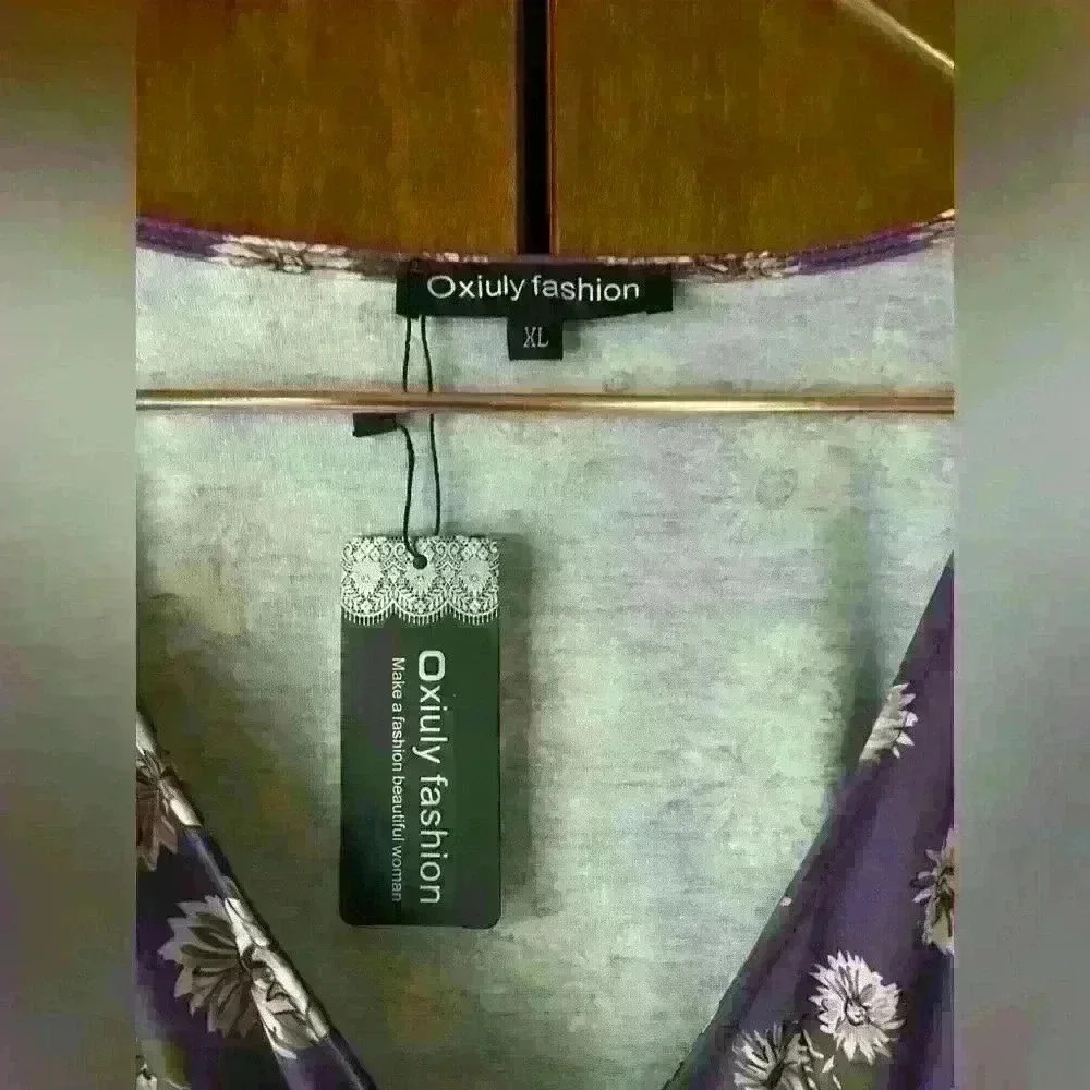 Oxiuly fashion women's extra large purple white floral sundress new with tags - Picture 9 of 10